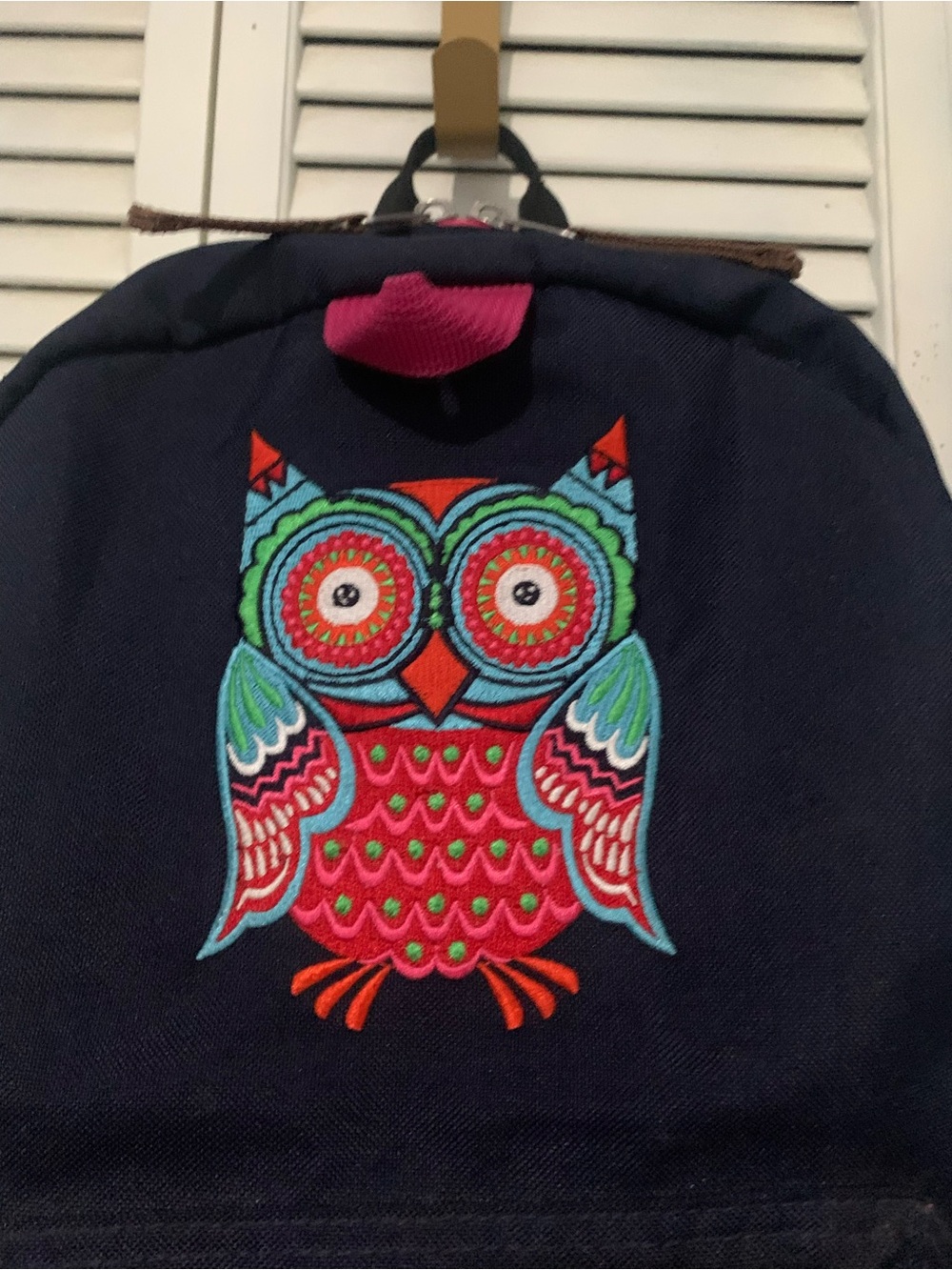 Hanna Andersson Navy Backpack with Colorful Owl & Flowers Embroidery - Picture 2 of 10